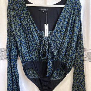 Olivaceous Green and Blue Leopard Bodysuit